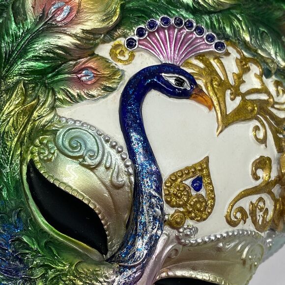 Design Toscano Wall Mask of Venice Peacock 6.5" x 13.5" Mardi Gras - READ - Picture 9 of 14